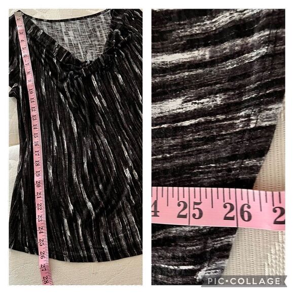 NWT Apt 9 Essentials Drape Neck Top Cap Sleeves Brush Black Lightweight Shirt - Picture 7 of 10